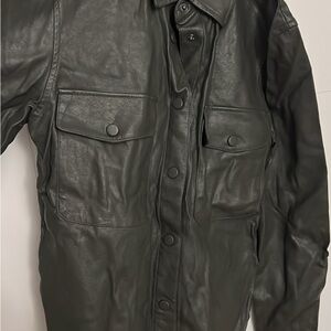 Dynamite Dark Leather Shirt Jacket